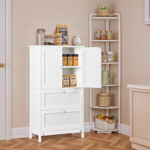 Segawe Bathroom Floor Storage Cabinet w/ 2 Drawers & 2 Doors Adjustable Shelf White