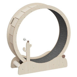 Segawe 43" Natural Wood Cat Wheel Exerciser for Indoor Cats Safety Cat Treadmill Large