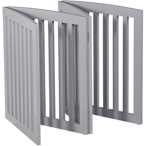 Segawe Freestanding 24" Pet Dog Gate 4 Panels Indoor Foldable Dog Fence for Stairs Grey