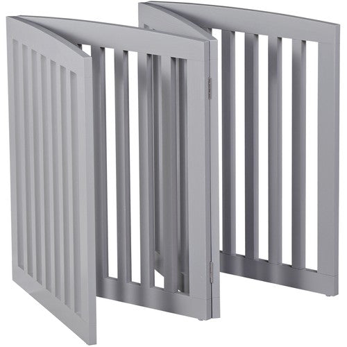 Segawe Freestanding 24" Pet Dog Gate 4 Panels Indoor Foldable Dog Fence for Stairs Grey