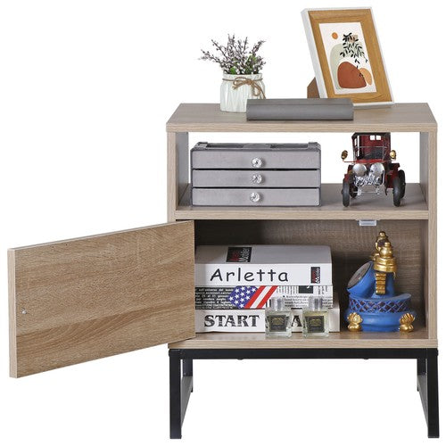 Segawe Rattan Nightstand Set of 2 End Table with Storage for Bedroom or Living Room Oak