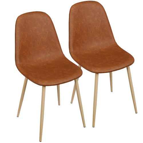Segawe 2PCS Dining Chairs PU Leather Seat Back Metal Legs for Kitchen Dinning Room