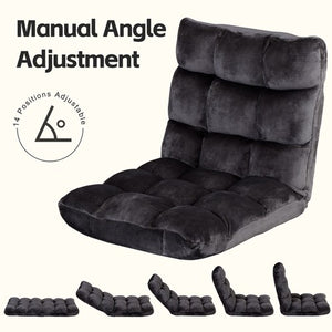 Segawe Folding Floor Chair w/Back Support Sofa Gaming Chair Adjustable Position Black