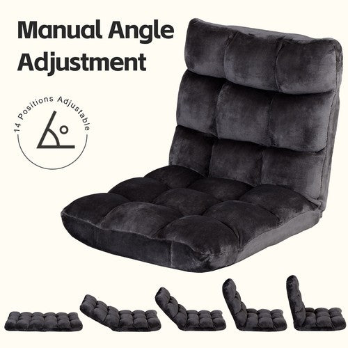 Segawe Folding Floor Chair w/Back Support Sofa Gaming Chair Adjustable Position Black