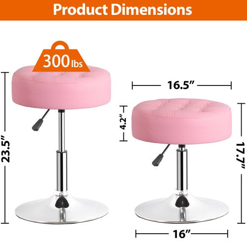 Segawe Round Vanity stool for Makeup Room PU Leather 360¡ã Swivel Bar Stool Chair Pink