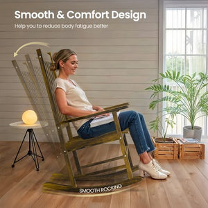 Segawe 2PCS Natural Patio Rocking Chair Poly Porch with Slat Backrest Smooth Armrests