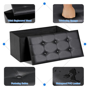 Segawe 30" Folding Storage Ottoman Bench Storage Chest Footrest with Padded Seat Black