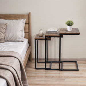 Segawe Modern Nesting Coffee Table Set of 3 C Table for Living Room Sofa Metal Legs