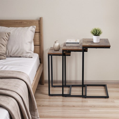 Segawe Modern Nesting Coffee Table Set of 3 C Table for Living Room Sofa Metal Legs