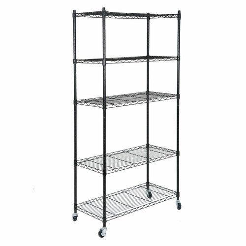 Segawe 5-Tier Shelves Wire Unit Rack Large Space Storage Rolling with 4 Wheel Casters