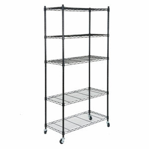 Segawe 5-Tier Shelves Wire Unit Rack Large Space Storage Rolling with 4 Wheel Casters