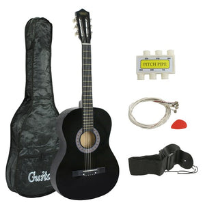 Segawe 38" Full Size Acoustic Guitar Adult Kids Beginners Black Guitar with Guitar Pick