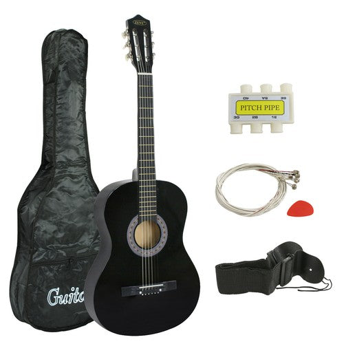 Segawe 38" Full Size Acoustic Guitar Adult Kids Beginners Black Guitar with Guitar Pick
