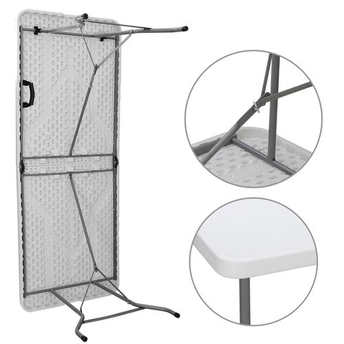 Segawe 6Ft Plastic Folding Table Portable Fold-in-Half Picnic Utility Table with Handle