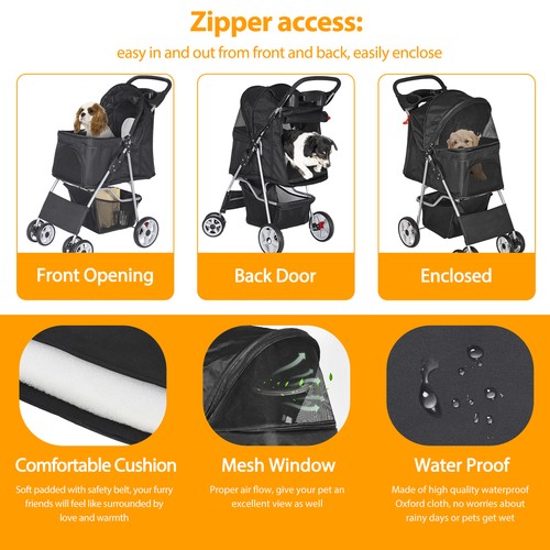 Segawe Pet Dog Stroller Travel Carriage 4 Wheels w/Foldable Carrier Cart & Cup Holder