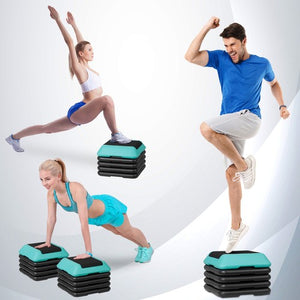 Segawe 16" Adjustable Aerobic Stepper Exercise Workout Step Platform with 4 Riser Green