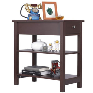 Segawe 24'' Narrow Side Table Slim End Table with Drawer and Shelves for Small Space