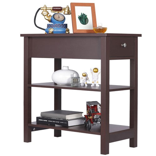 Segawe 24'' Narrow Side Table Slim End Table with Drawer and Shelves for Small Space