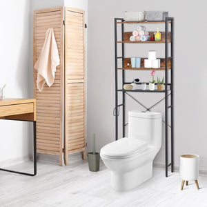 Segawe  4-Tier Over The Toilet Storage Versatile Bathroom Organizer Rack Brown