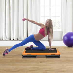 Segawe 43'' Exercise Aerobic Step Platform Adjustable Fitness Stepper w/4 Risers Orange