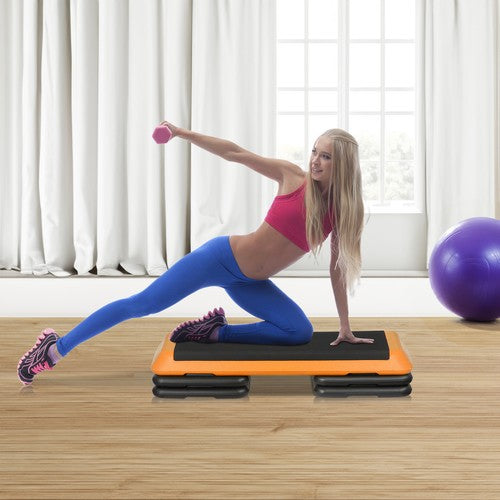 Segawe 43'' Exercise Aerobic Step Platform Adjustable Fitness Stepper w/4 Risers Orange