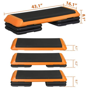 Segawe 43'' Exercise Aerobic Step Platform Adjustable Fitness Stepper w/4 Risers Orange