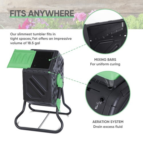 Segawe 18.5 Gal Compost Bin Compost Tumbler Single Chamber Composter Outdoor Garden