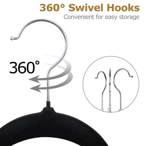 Segawe Velvet Hangers 100 Pack Non-Slip Suit Hangers with 360¡ã Rotatable Hook for Pants