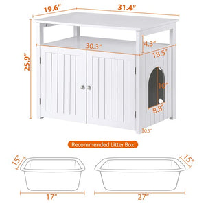 Segawe Cat Litter Box Enclosure Large Hidden Litter Box Side Table w/ Storage Shelf