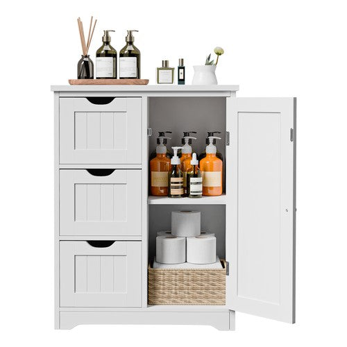 Segawe Wooden Floor Cabinet Side Storage Organizer Bathroom Furniture Home w/3 Drawers