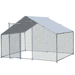 Segawe 10X 6.5ft Walk-in Metal Chicken Coop Poultry Cage Pet House w/ Chicken Run Cover