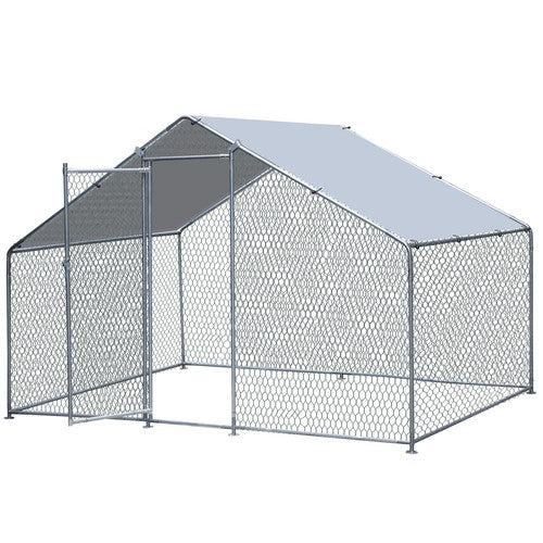 Segawe 10X 6.5ft Walk-in Metal Chicken Coop Poultry Cage Pet House w/ Chicken Run Cover