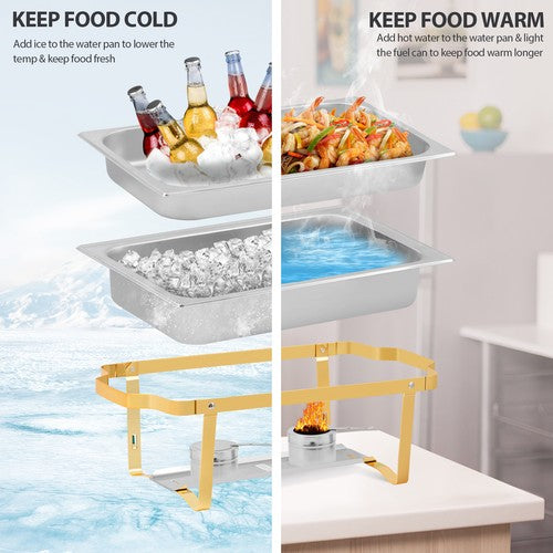 Segawe 4 Pack 8 Qt Chafing Dishes Gold&Silver Color Buffet Warmer for Restaurant Party