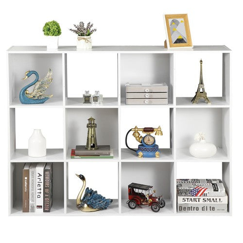 Segawe White 12 Cube Bookcase Storage Organizer Wooden Home Office Shelving Bookshelf