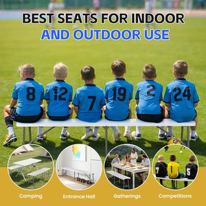 Segawe 2PCS 6FT Plastic Folding Bench Portable Outdoor Bench for Picnic Camping Garden