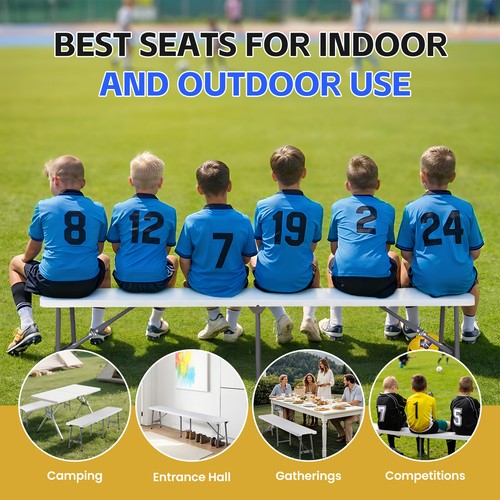 Segawe 2PCS 6FT Plastic Folding Bench Portable Outdoor Bench for Picnic Camping Garden