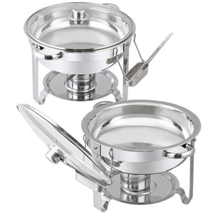 Segawe 2 PCS 5 Qt Stainless Steel Round Chafing Dishes Buffet Warmer Set with Lid