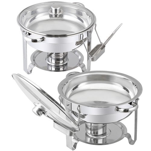 Segawe 2 PCS 5 Qt Stainless Steel Round Chafing Dishes Buffet Warmer Set with Lid