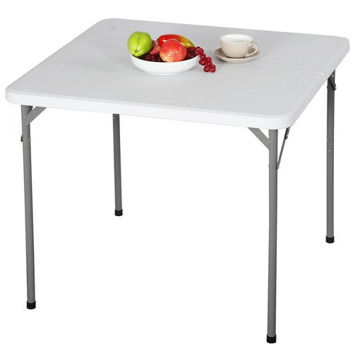 Segawe  34" Portable Plastic Dining Card Table  Fold-in-Half w/ Handle Outdoor Party