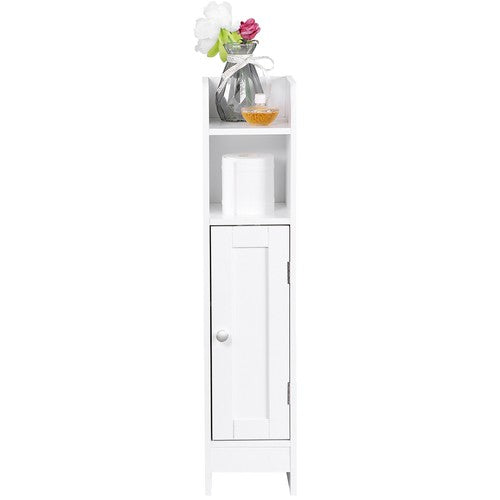Segawe Narrow Bathroom Storage Corner Floor Toilet Cabinet w/ Door & Adjustable Shelves