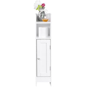 Segawe Narrow Bathroom Storage Corner Floor Toilet Cabinet w/ Door & Adjustable Shelves