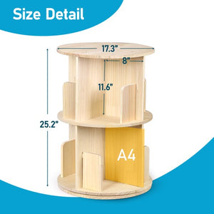 Segawe Rotating Bookshelf Small 2-Tier Corner Freestanding Bookcase for Kids and Adults