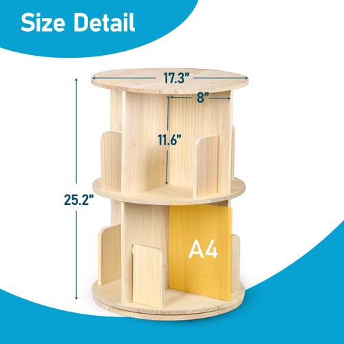 Segawe Rotating Bookshelf Small 2-Tier Corner Freestanding Bookcase for Kids and Adults