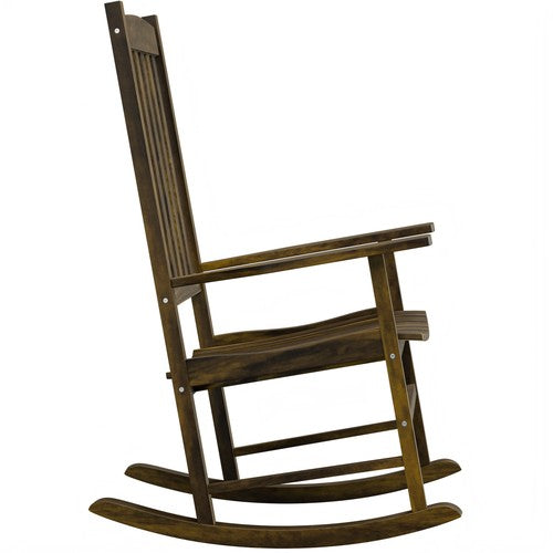 Segawe Outdoor Rocking Chair Patio Wood Rocking Chair with High Back & Armrests Natural