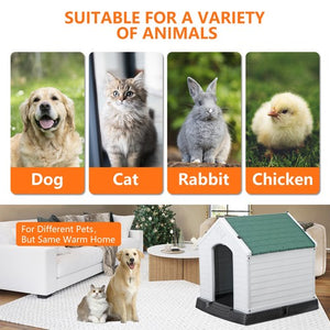 Segawe 28'' H Dog House Outdoor Durable Sturdy Dog House Puppy Shelter Kennel Green