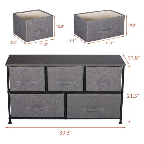 Segawe Drawer Dressers for Bedroom Closet Storage Organizer W/Metal Frame Graphite Grey