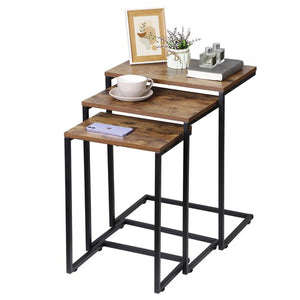 Segawe Modern Nesting Coffee Table Set of 3 C Table for Living Room Sofa Metal Legs