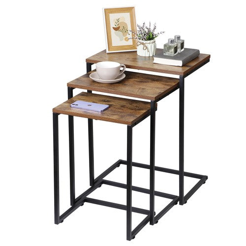 Segawe Modern Nesting Coffee Table Set of 3 C Table for Living Room Sofa Metal Legs