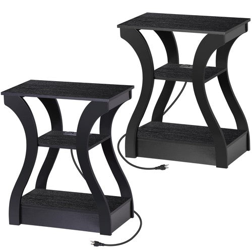 Segawe 2X Console Table Black Narrow Entryway Sofa Table for Living Room Office 3 Tier