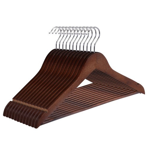 Segawe Premium Wooden Hangers 50 Pack Non-Slip Coat Clothes Hangers w/Swivel Hook Brown
